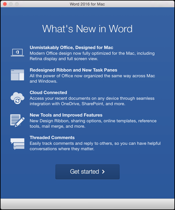 issue with word for office 2016 on mac